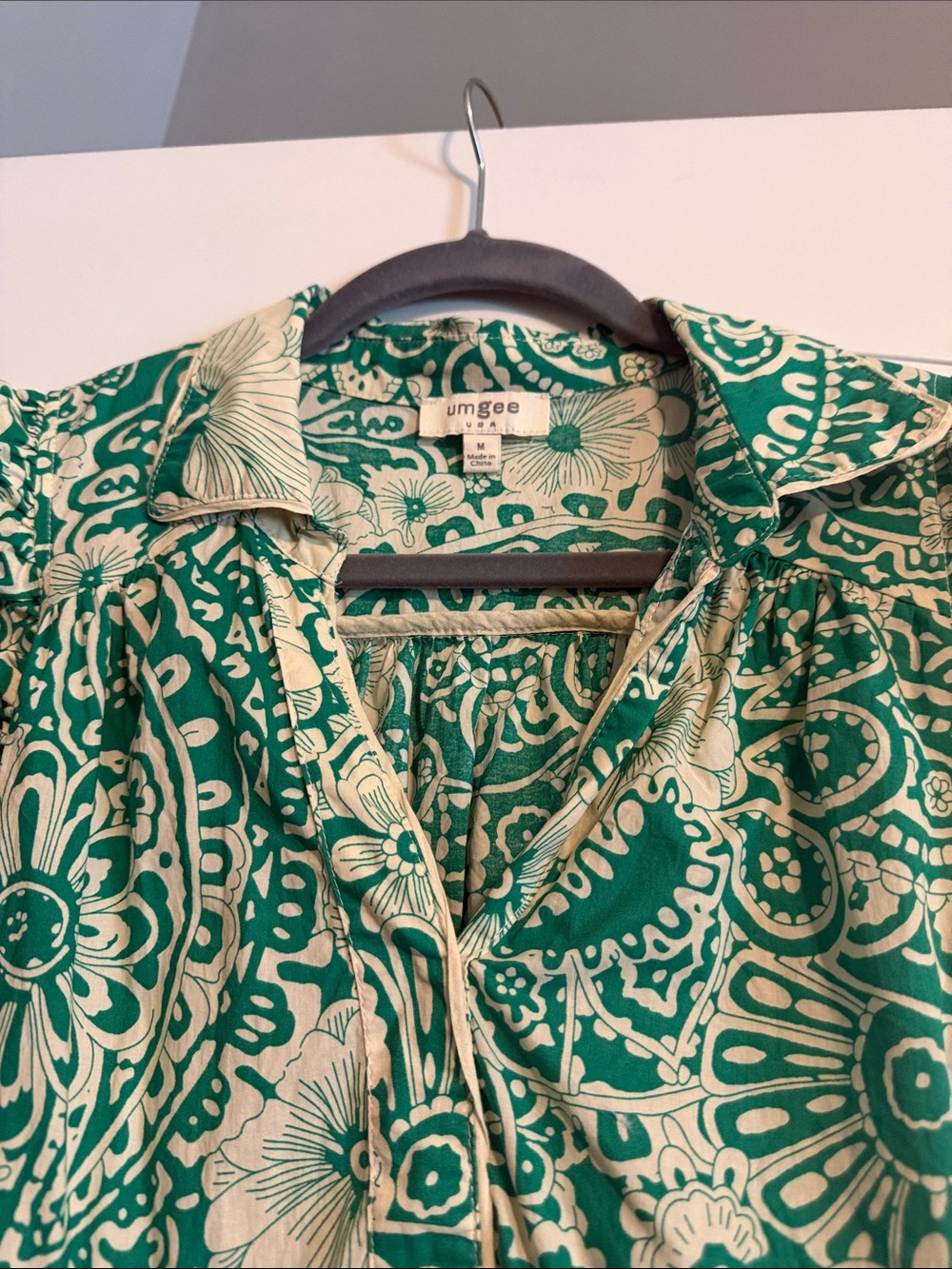 NWOT Umgee Green and Cream Floral Paisley Midi Dress - Picture 2 of 3